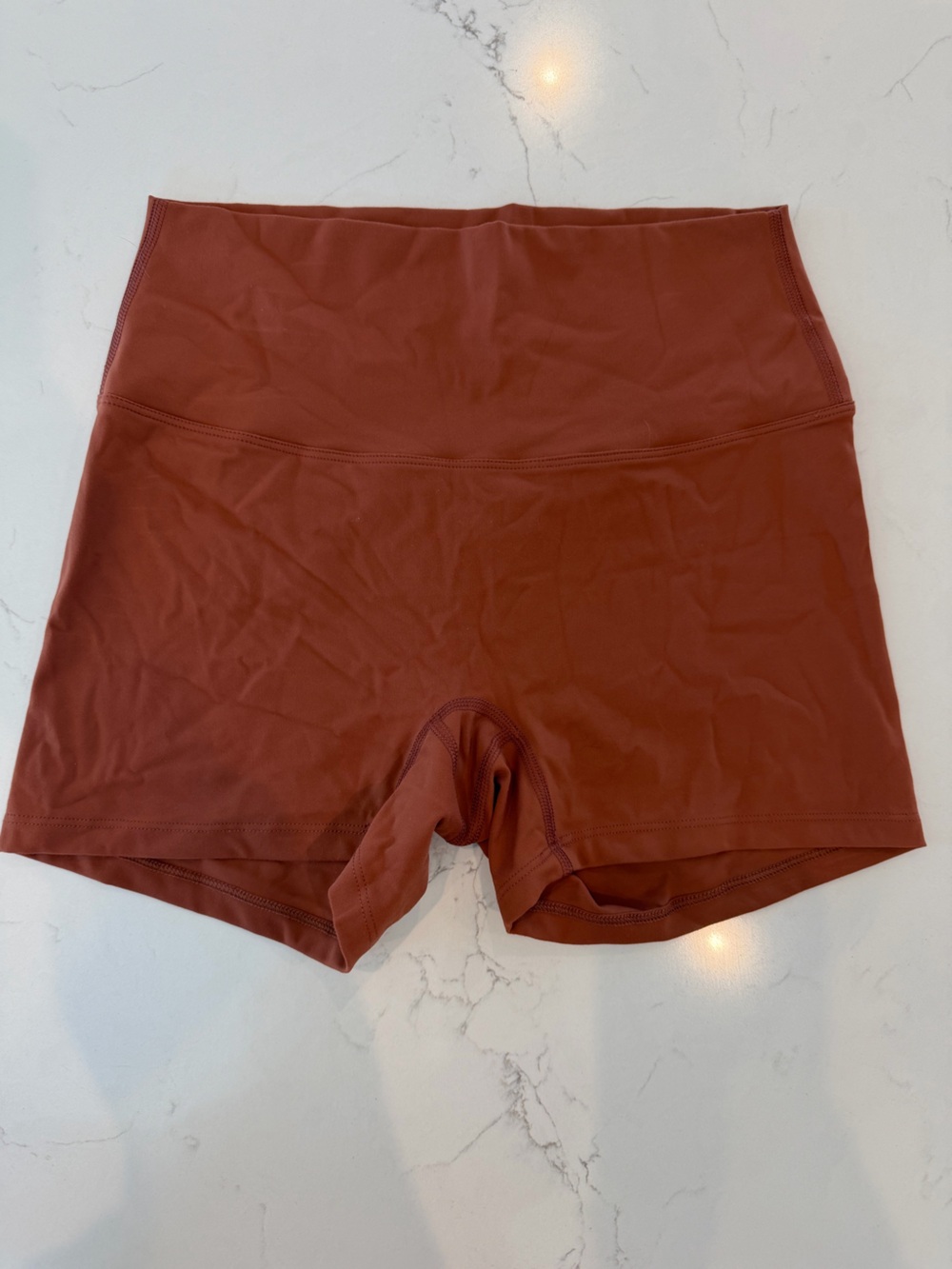 High-Waist Rust Active Shorts